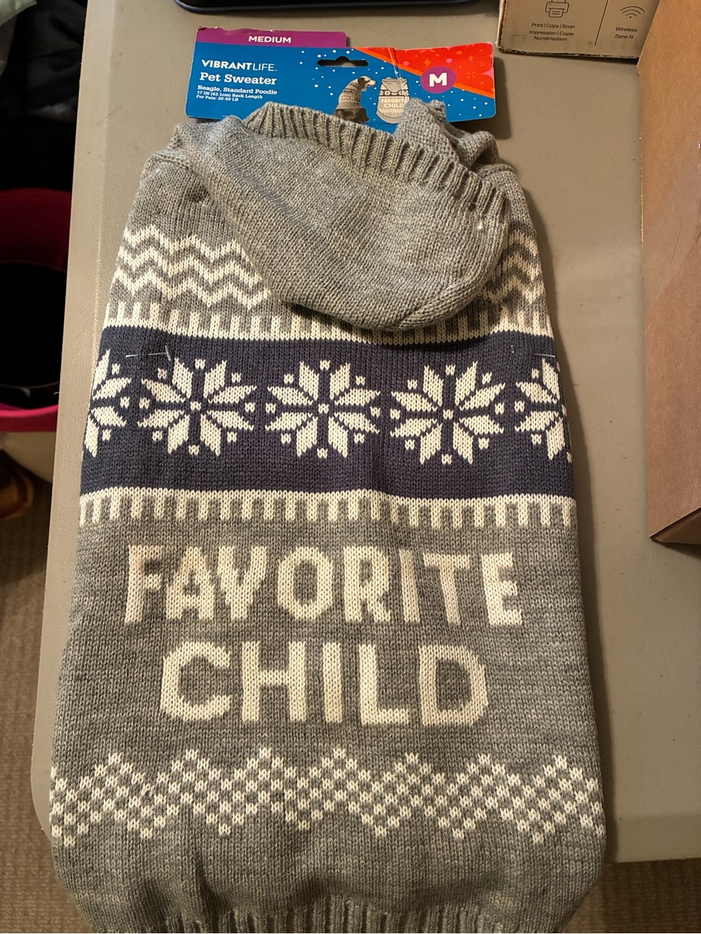 Vibrant Life Grey 'Favorite Child' Hooded Pet Sweater